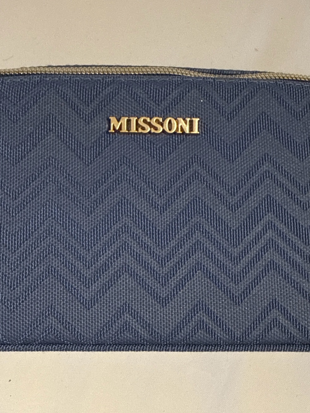Missoni Navy Zigzag Makeup Pouch with Gold Logo - Picture 2 of 4